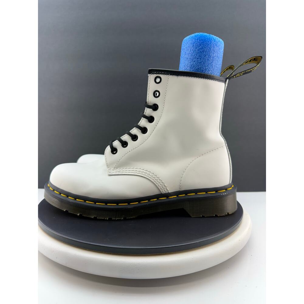 Dr. Martens 1460 Womens 9 White Leather 8 Eye Lace Up Combat‎ Ankle Boots 11822